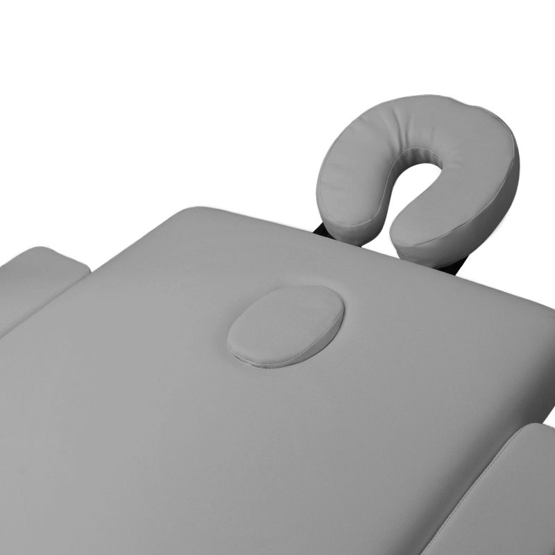 BALANCE Three-Section Folding Aluminium Massage Table – Grey; headrest and face-opening detail
