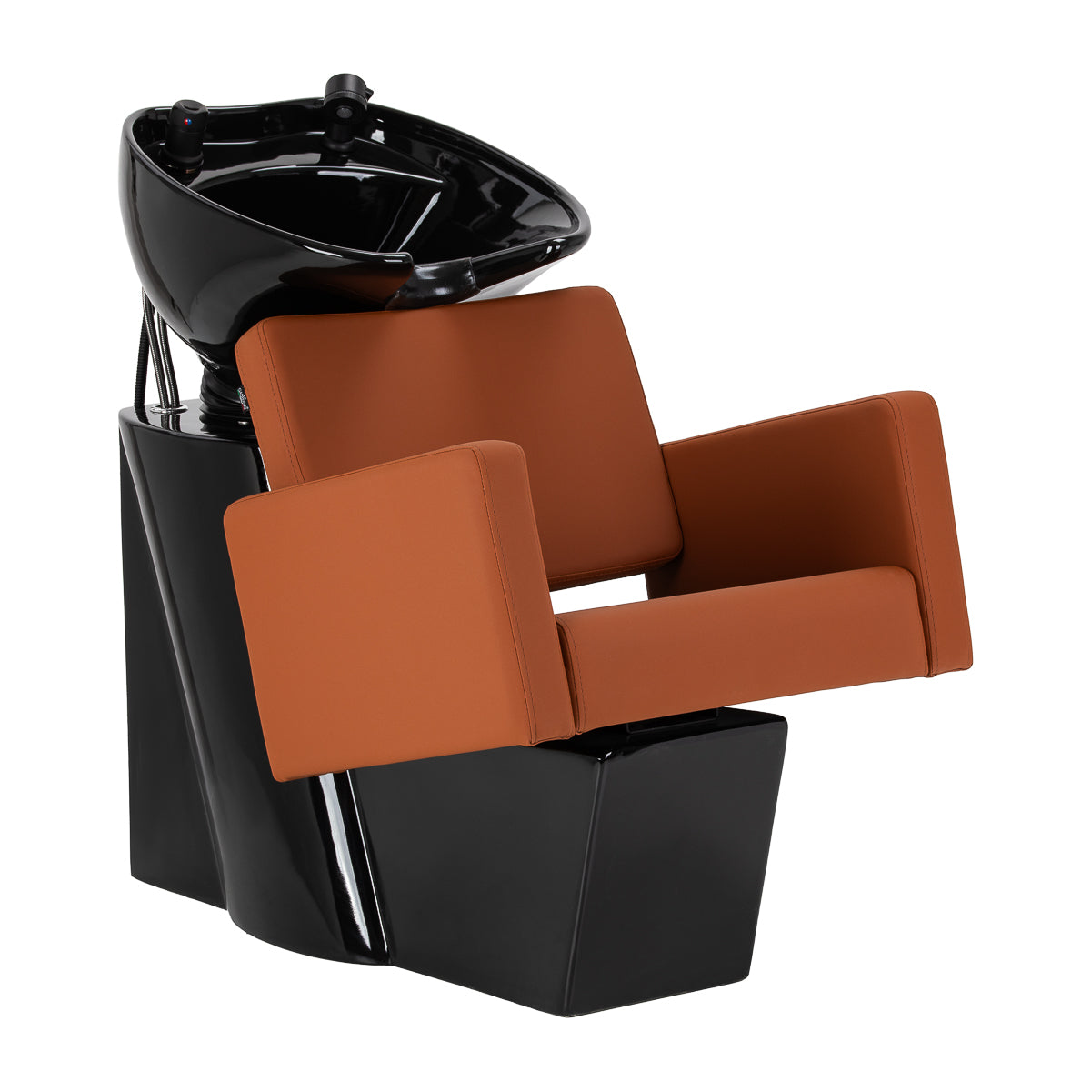 Gabbiano Vitoria brown hairdressing wash unit with ceramic basin and adjustable chair for salon use