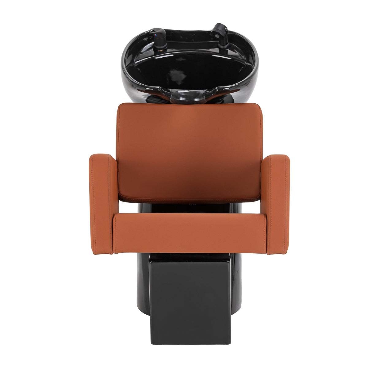 Gabbiano Vitoria brown hairdressing wash unit with reclining chair and basin, designed for professional salon use.