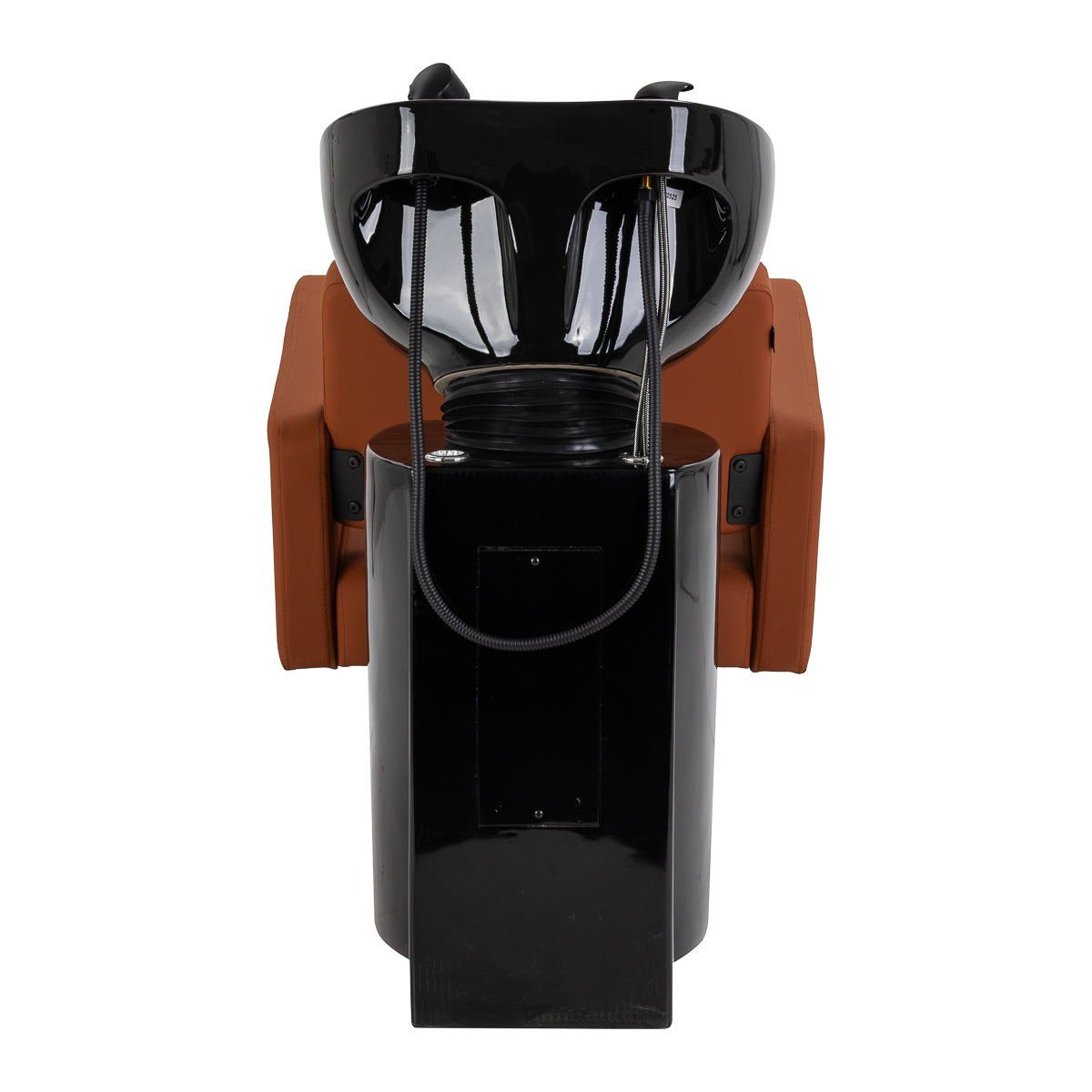 Gabbiano Vitoria brown hairdressing wash unit with sink and chair for salon hair washing and styling.