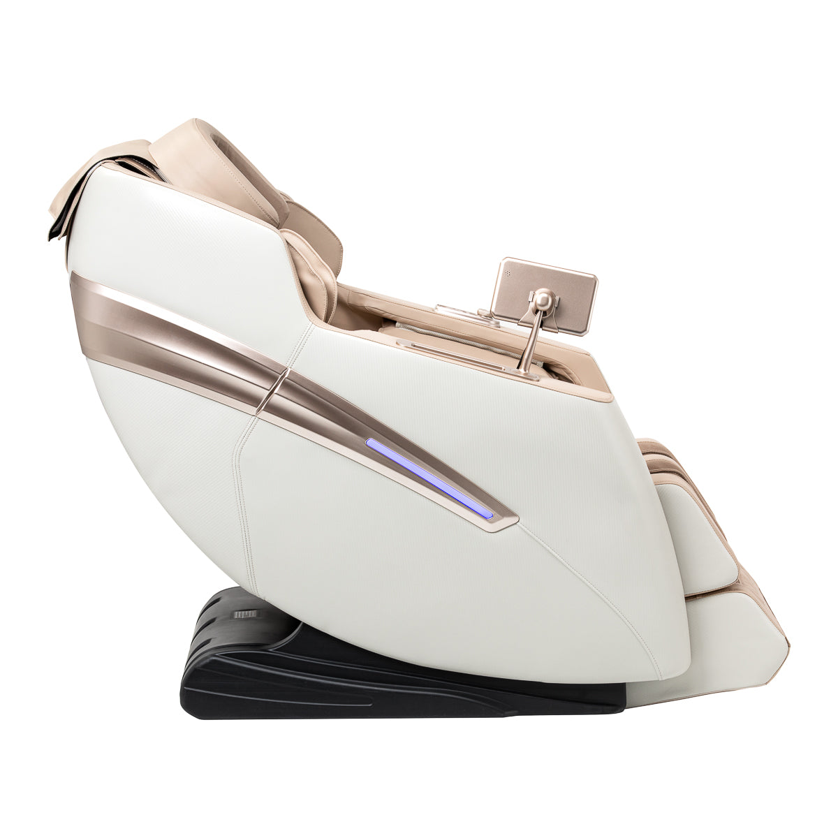 White Sakura Prime 101 massage chair from SAKURA, showing its sleek design and plush cushioned surface for relaxation.