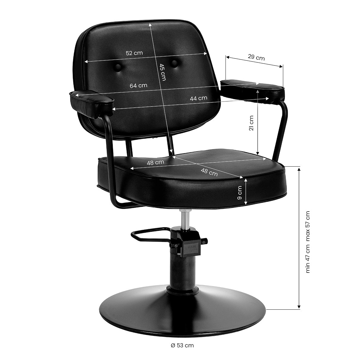 Hair System Hairdressing Chair Tru noir Black - BVShop