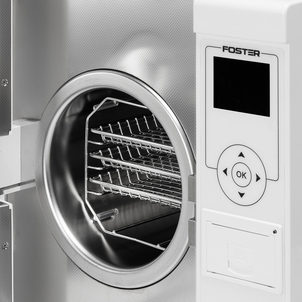FOMOS Foster 8L autoclave control panel and cycle display