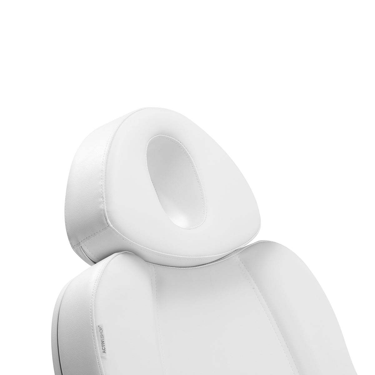 Azzurro 803D electric cosmetic chair in white with three motors, designed for beauty salon use, featuring adjustable headrest and armrests.
