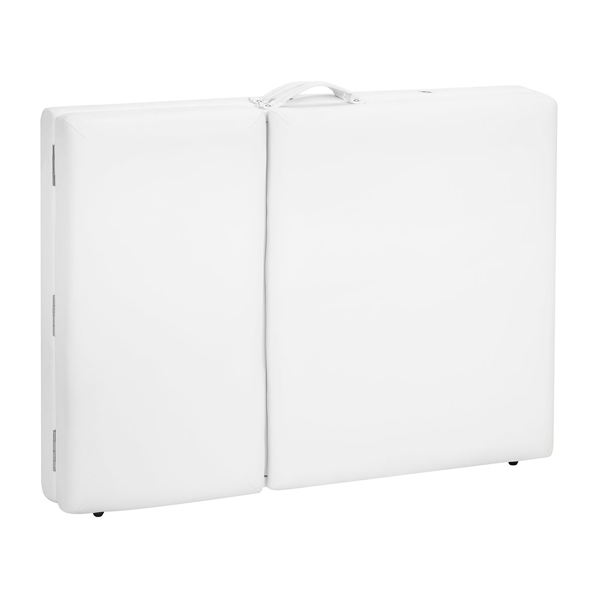 White BALANCE aluminium folding massage table with 3 segments, lightweight and portable massage furniture for professional use.