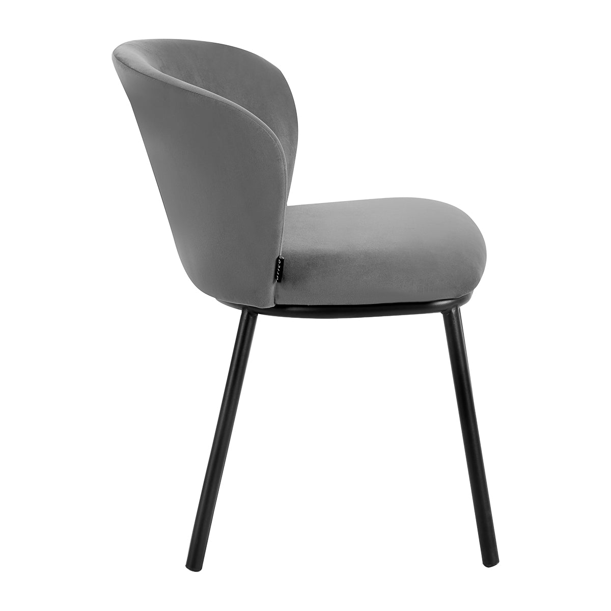4RICO Linea grey chair with rounded backrest and slim black legs