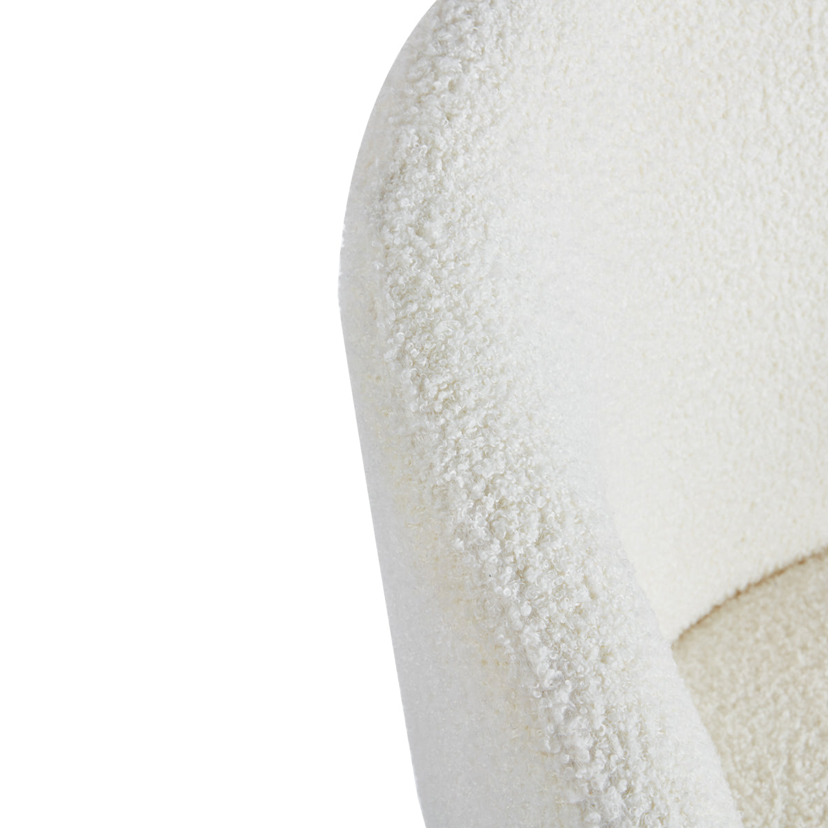 4RICO Asola white sherpa chair with rounded backrest and black metal legs