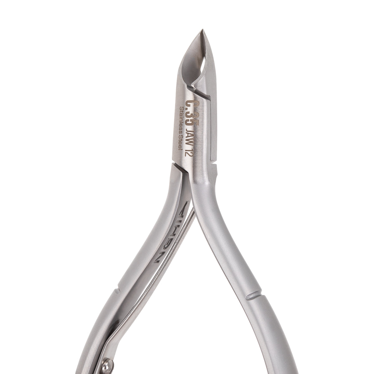 NGHIA C-35 cuticle nippers with 12mm (5 inch) jaw width, professional nail grooming tool for precise cuticle trimming.