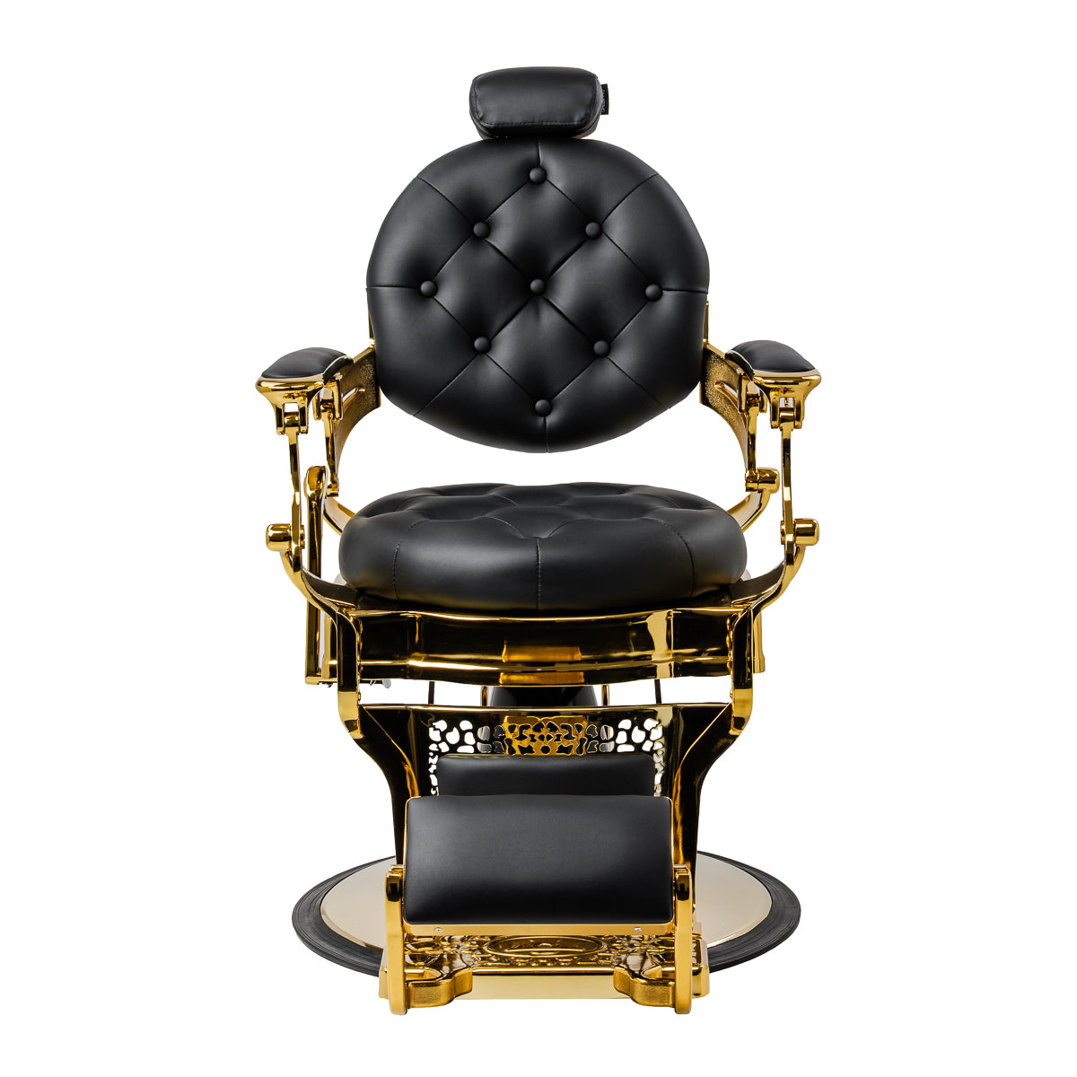 Gabbiano Niccolo barber chair with black quilted upholstery