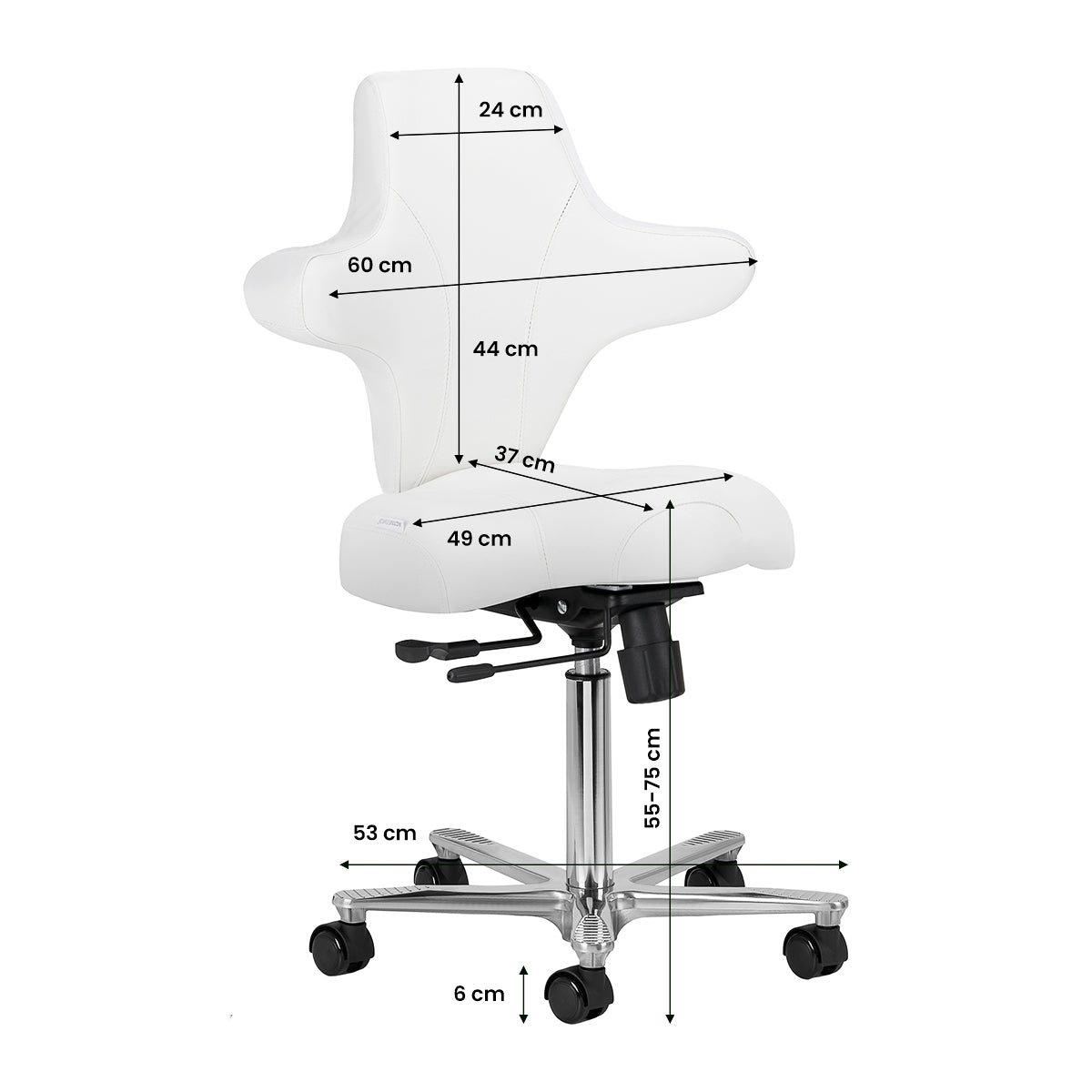 Azzurro Special 152 Salon Operator Chair – Snow-White · Dimension drawing
