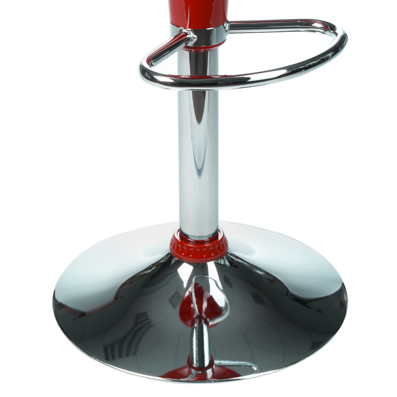 Red Beauty System Bar Stool BX-1002 with a sleek metal frame and cushioned seat, shown from a side angle.