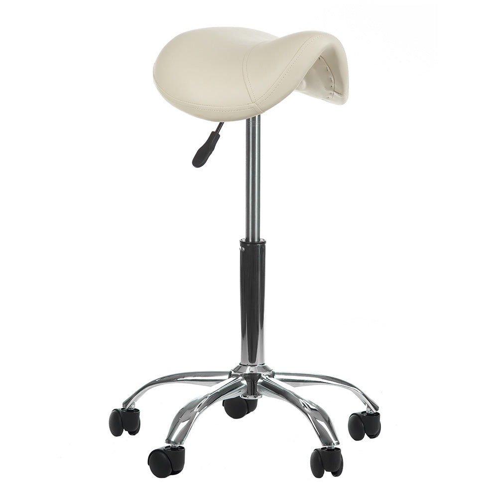 Cream-colored cosmetic stool BD-9909 by Beauty System with cushioned seat and sturdy base, ideal for beauty salons and skincare rooms.