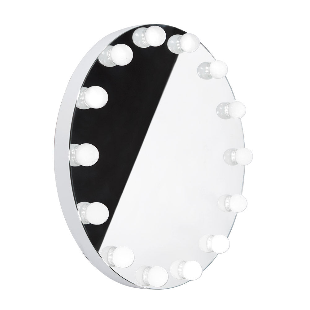 LED illuminated Hollywood oval mirror by Beauty System, 80cm wide, with built-in lighting and sleek oval design.