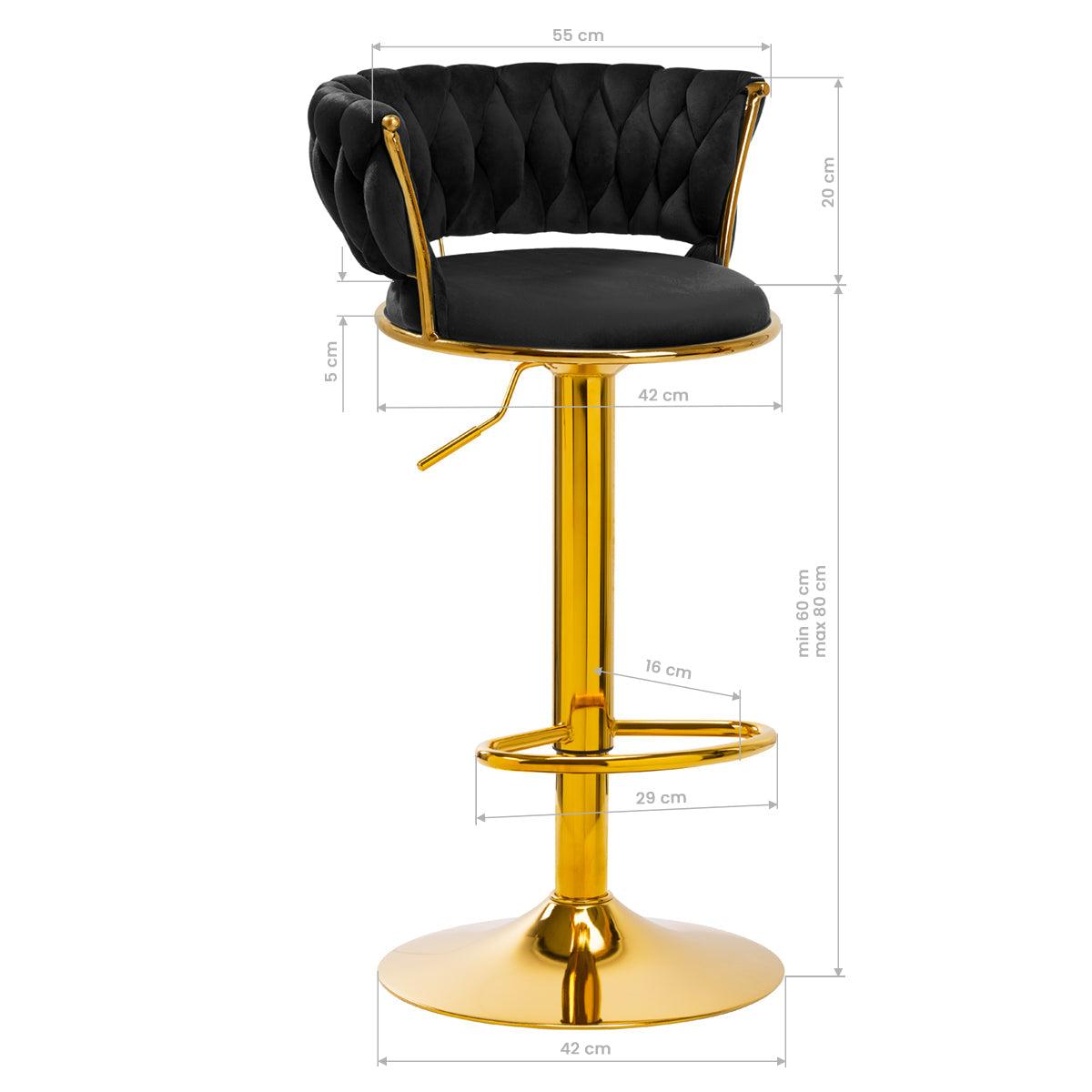 4Rico Bar Hocker QS-B313a black velvet - BVShop