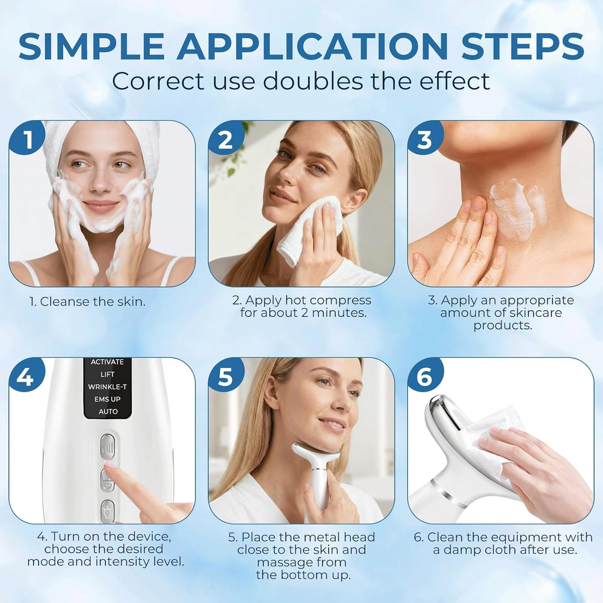 Focenat warm vibration LED face massager accessories
