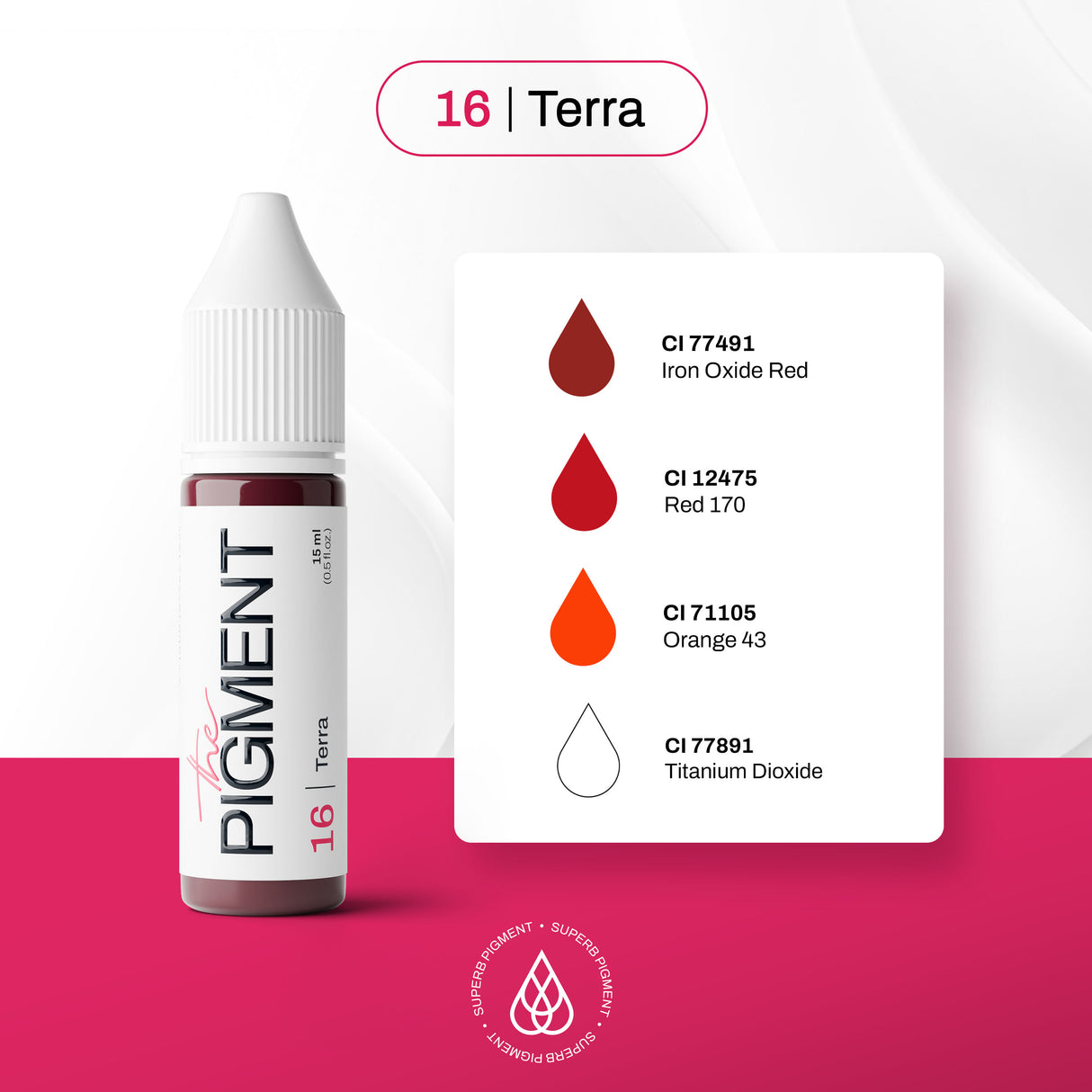The Pigment 16 Terra pigment details for warm muted lip colour