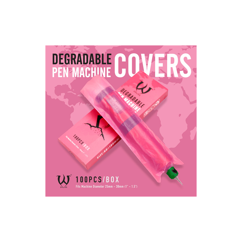 Bio Degradable Machine Pen Cover Pink 100pcs - BVShop