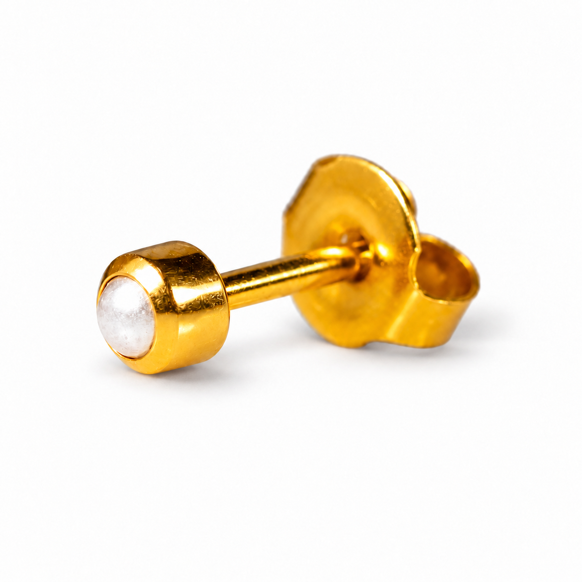 Caflon Blu Piercing Earrings Pearl Cabochon 4 mm (24ct Gold Plated)
