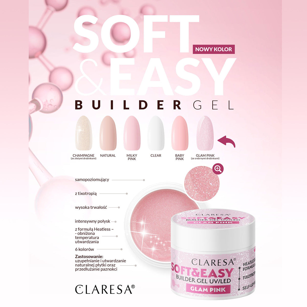 Claresa builder gel Soft&Easy glam pink 12g - BVShop