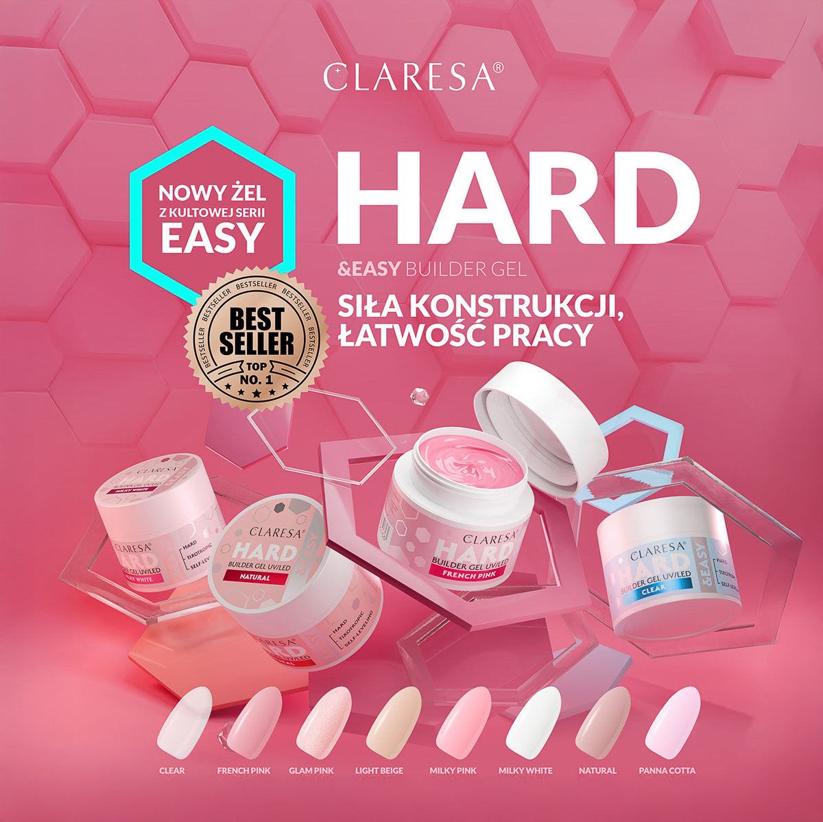 CLARESA HARD&EASY BUILDER GEL GLAM PINK 45g - BVShop