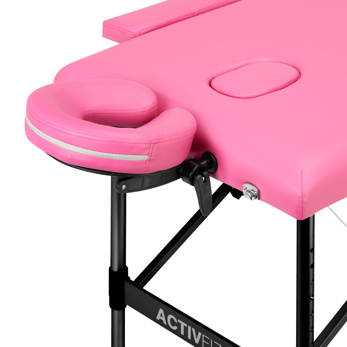 Folding massage table aluminum Activ Fizjo comfort 2 segment pink black aluminum - BVShop