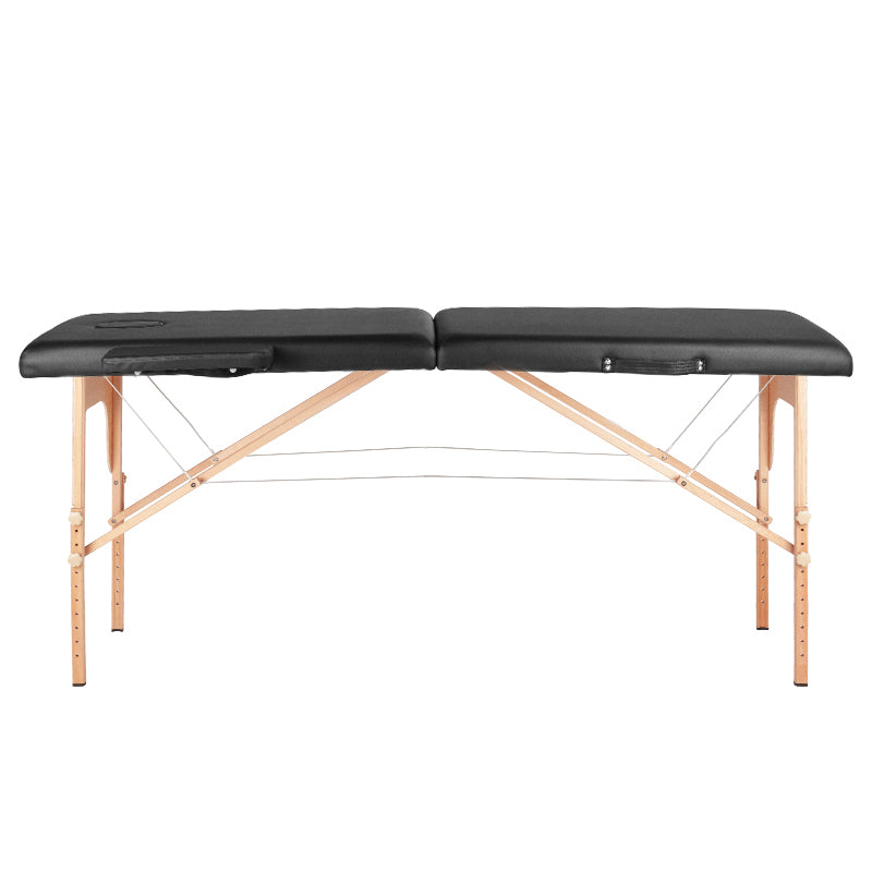 Folding massage table, wood comfort, 2 sections black - BVShop