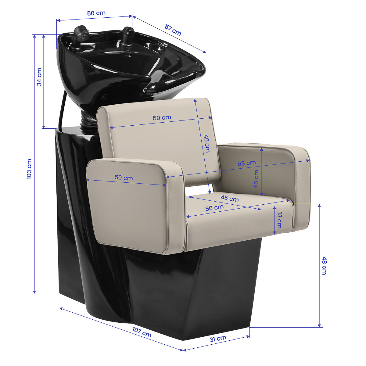 Gabbiano hair wash unit Bilbao Grey-Beige - BVShop