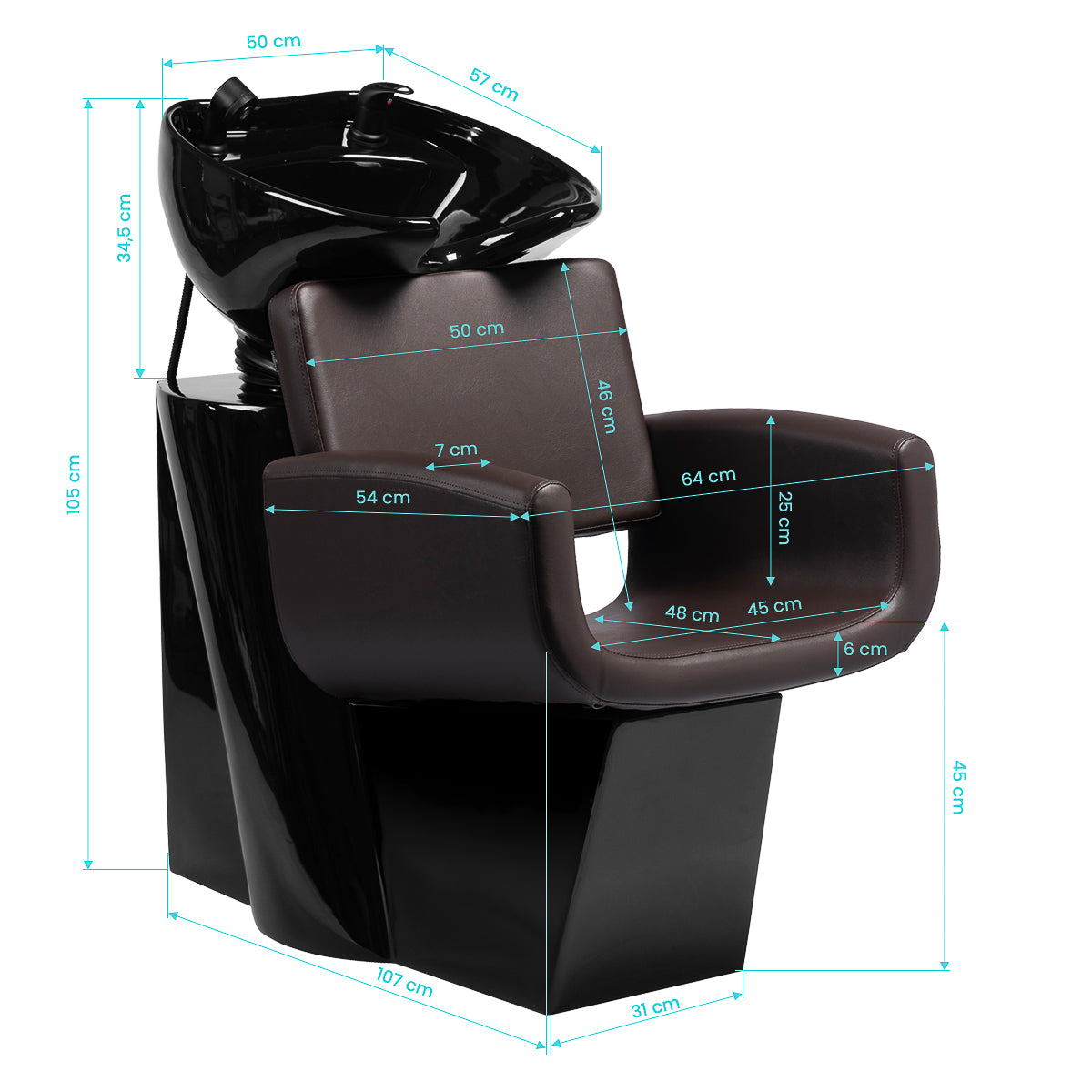 Gabbiano hairdressing wash unit Mataro Brown - BVShop