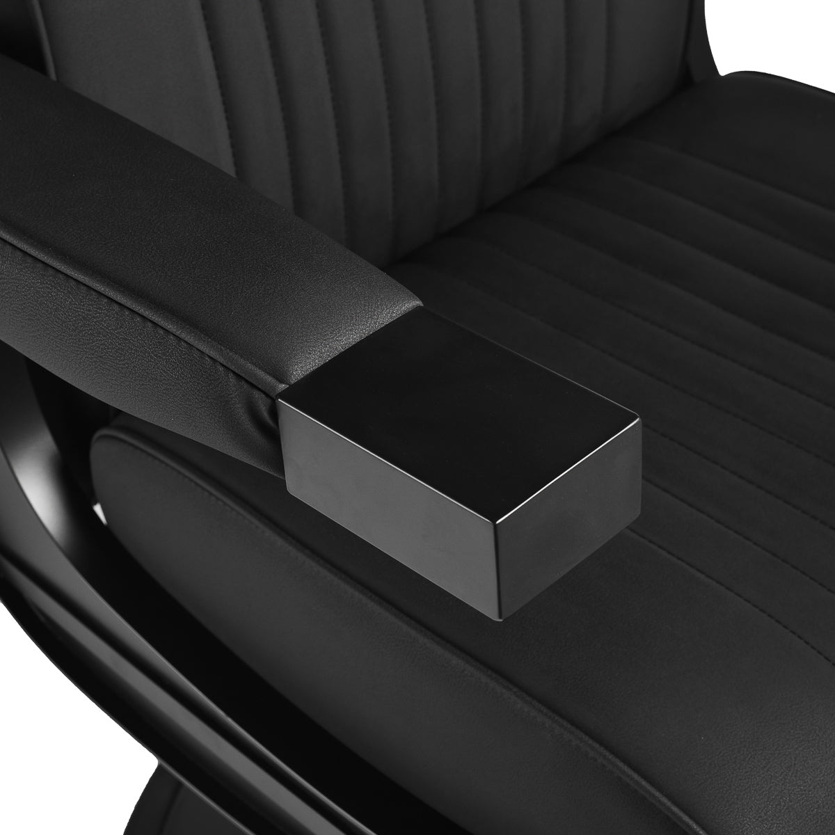 Gabbiano Levi barber chair with black frame black without stitching at the back - BVShop