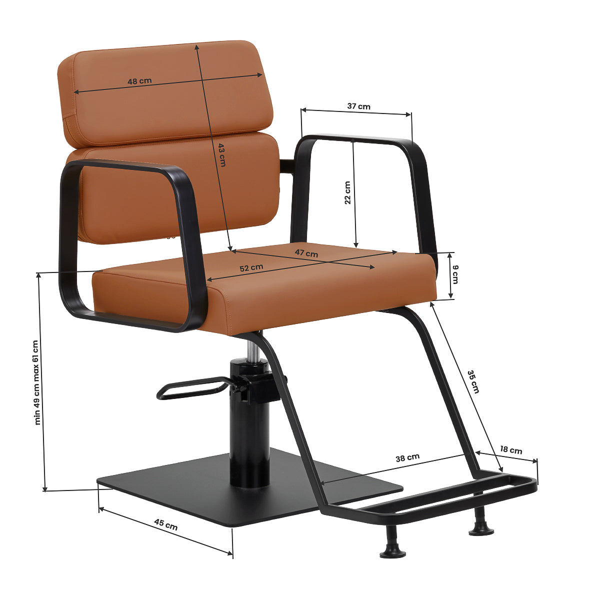 Gabbiano Porto hairdressing chair black orange - BVShop