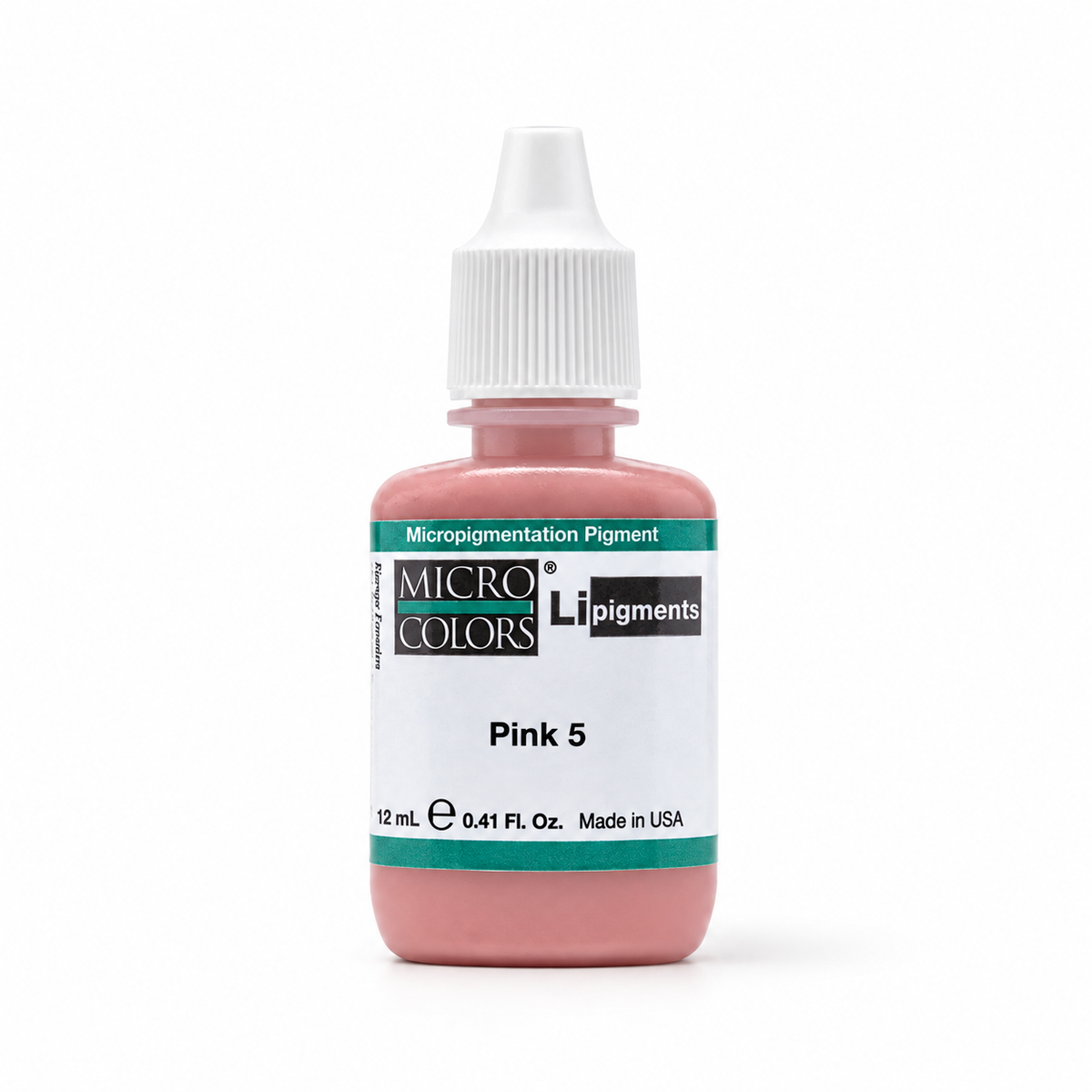 Li Pigments Pink 5 bottle on white with a natural shadow