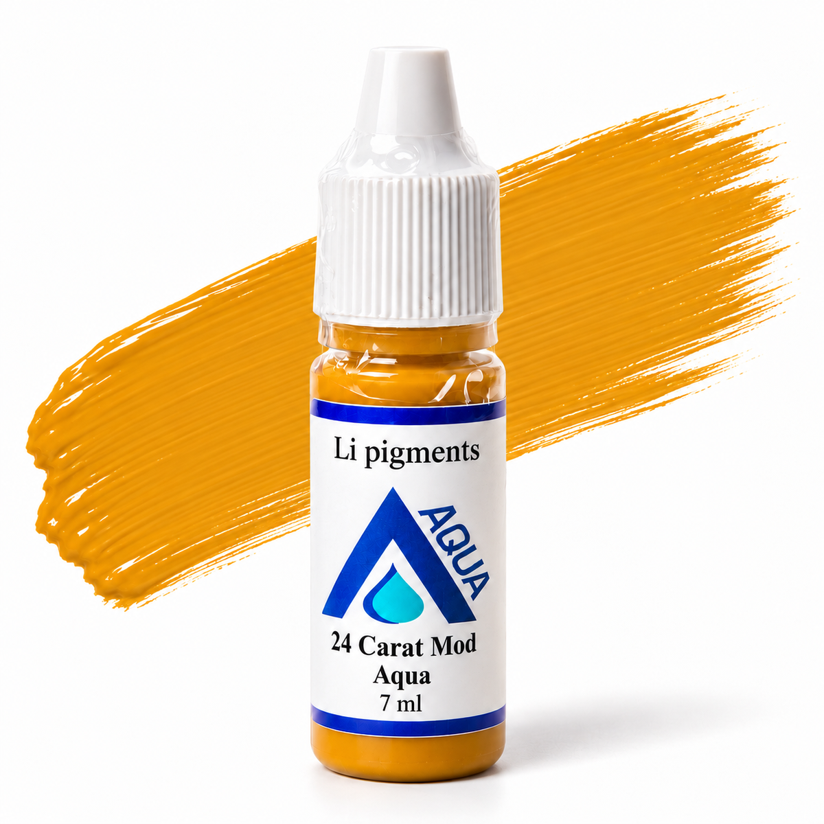 Li Pigments Aqua 24 Carat Mod Modifier 7ml — bottle with pigment colour smear