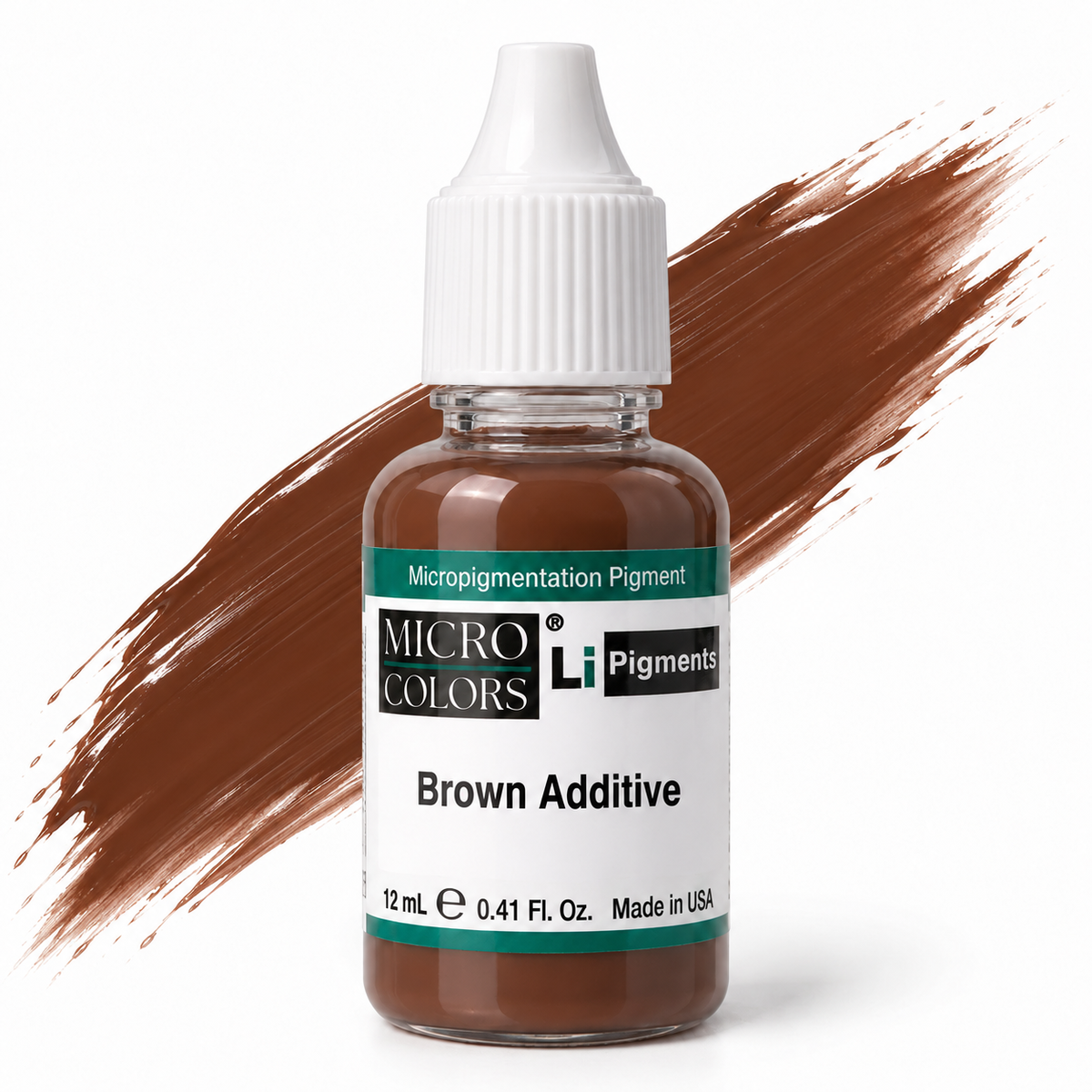 Li Pigments Micro Colors Brown Additive Pigment 12ml — bottle with a liquid pigment colour swipe
