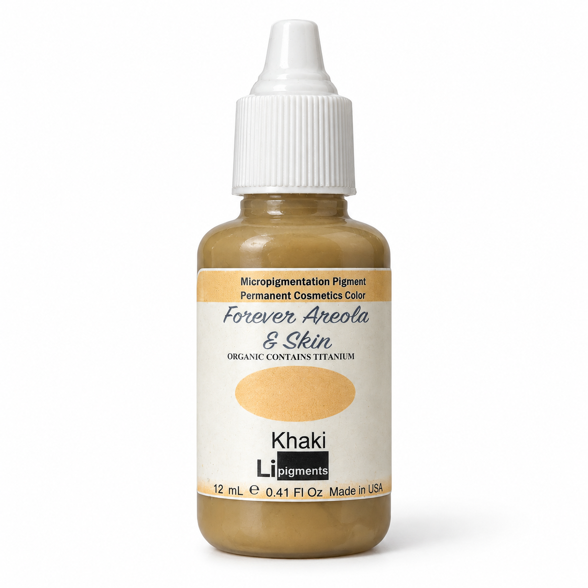 Li Pigments Forever Areola & Skin Khaki 12ml — bottle on white background with soft shadow