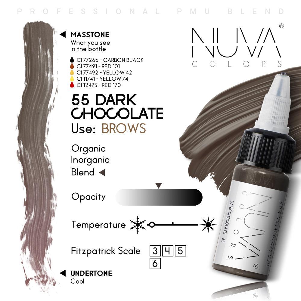 Nuva Colors Eyebrow Pigments 55 DARK CHOCOLATE 15ml - BVShop