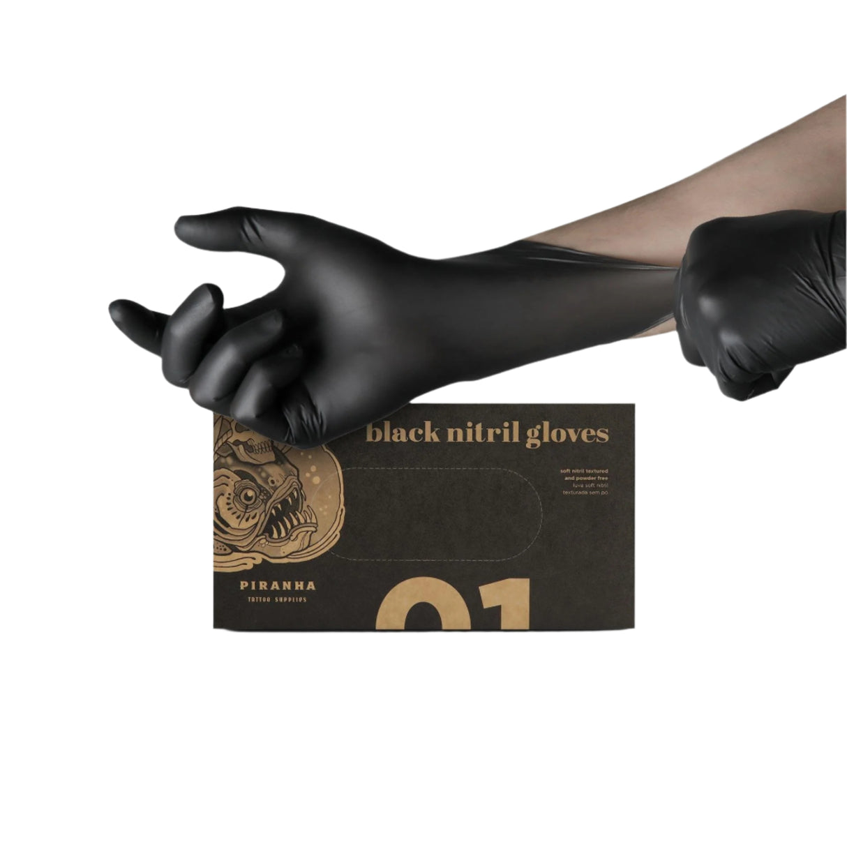 Piranha Black Nitrile Gloves 100pcs S/M/L - BVShop