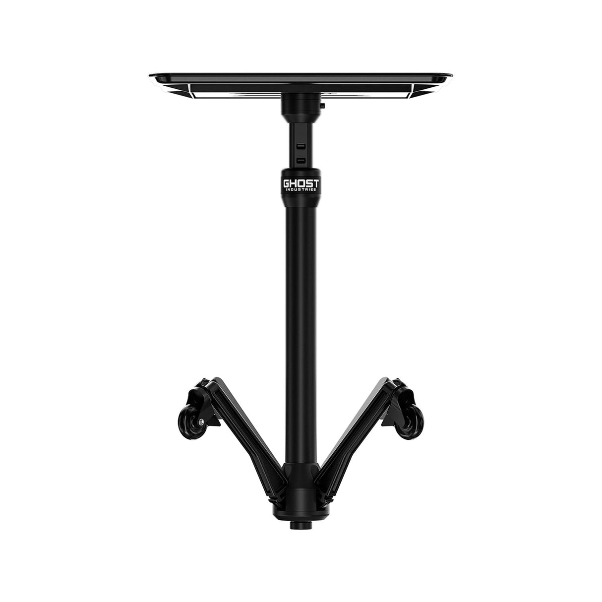 Ghost Tray Top Travel Tray Base full system with black tray and adjustable straps for secure, portable use.