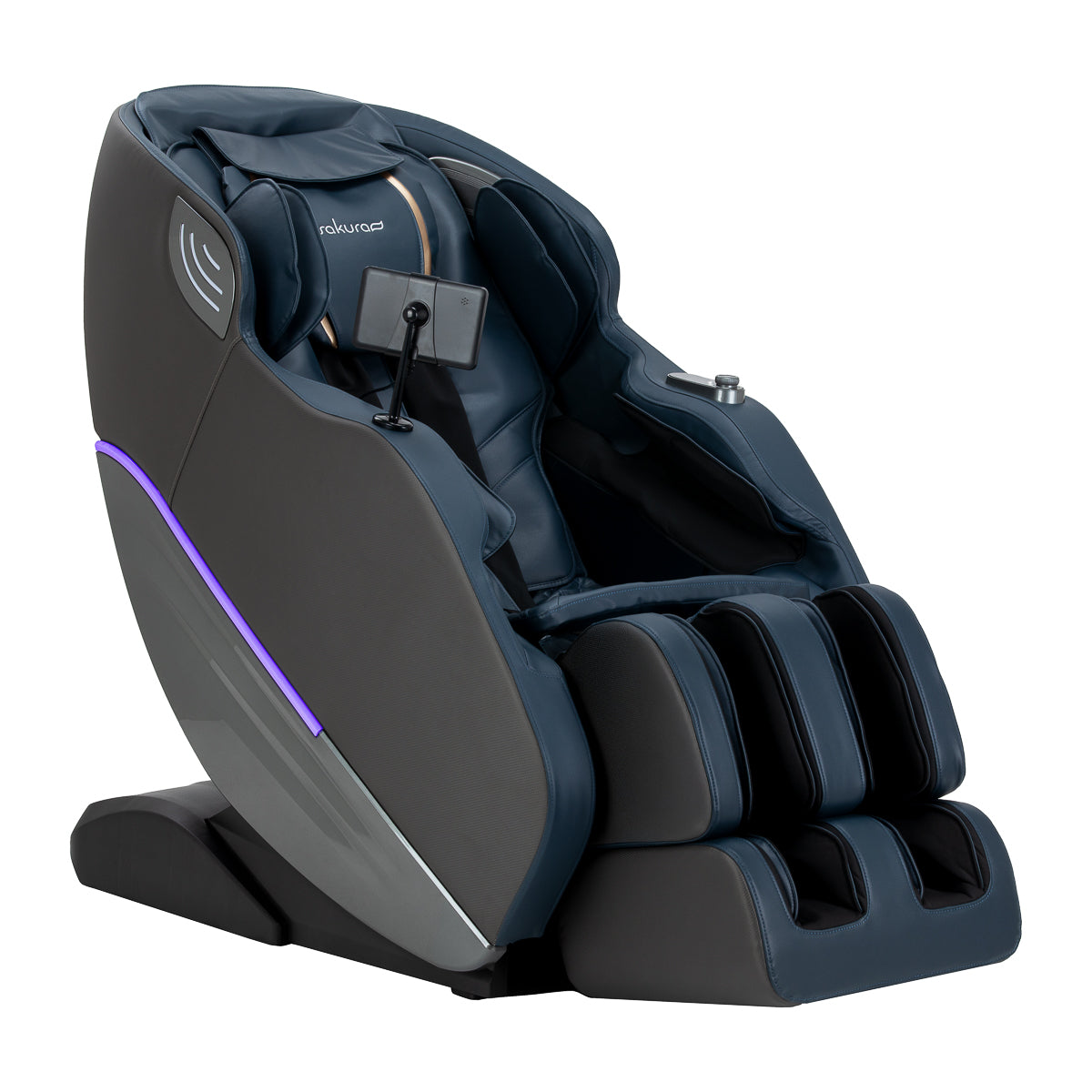 Sakura 3D Sakura Maximus massage chair in grey-blue with ergonomic design and padded upholstery for full-body relaxation.