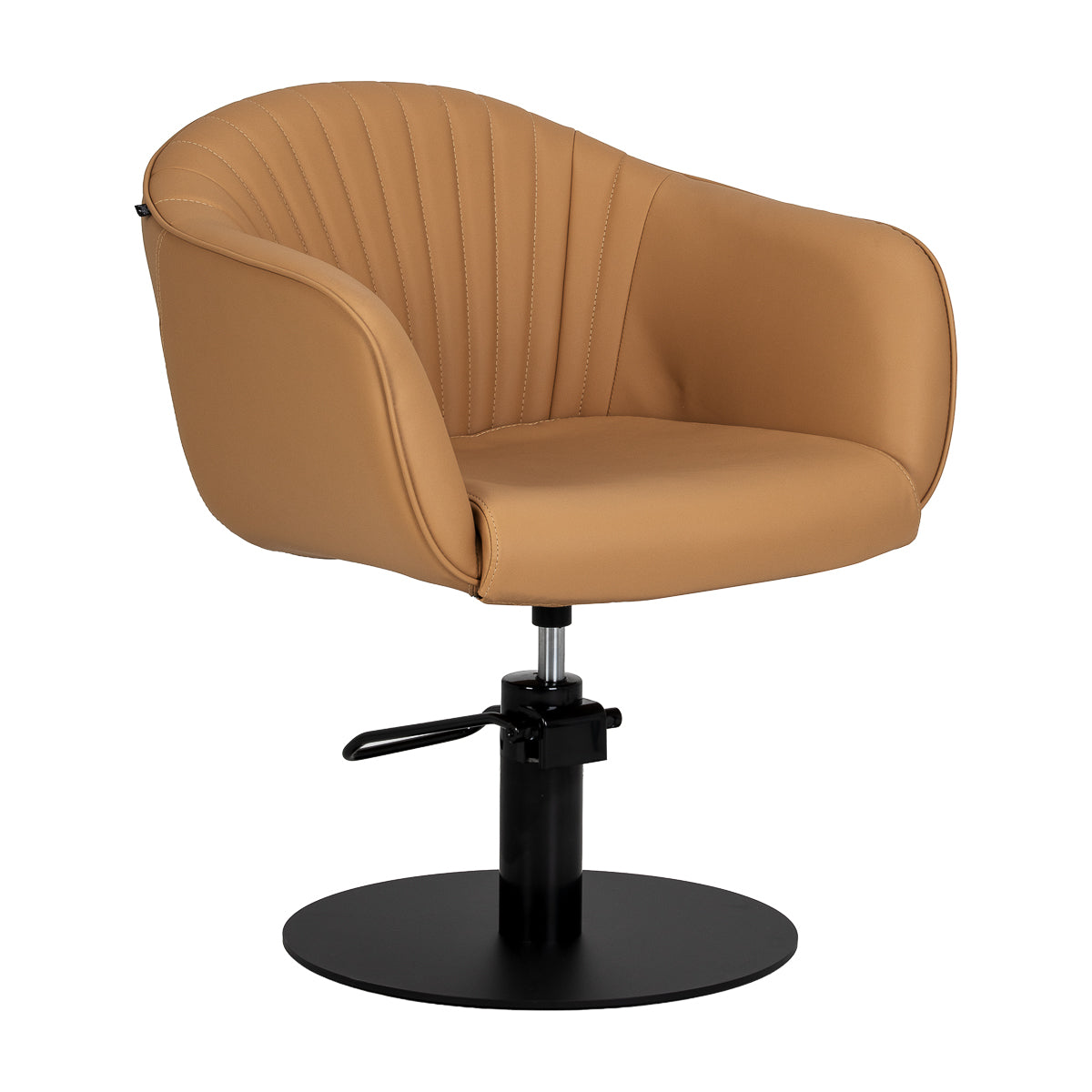Gabbiano Copenhagen caramel hairdressing chair with round black base