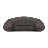 Omega brown headrest for hairdressing wash unit, cushioned and adjustable for comfortable client hair washing.