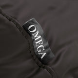 Omega brown headrest for hairdressing wash unit, cushioned support with adjustable design for salon comfort.