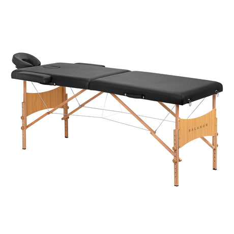 BALANCE wooden folding massage table 2 segment black - BVShop
