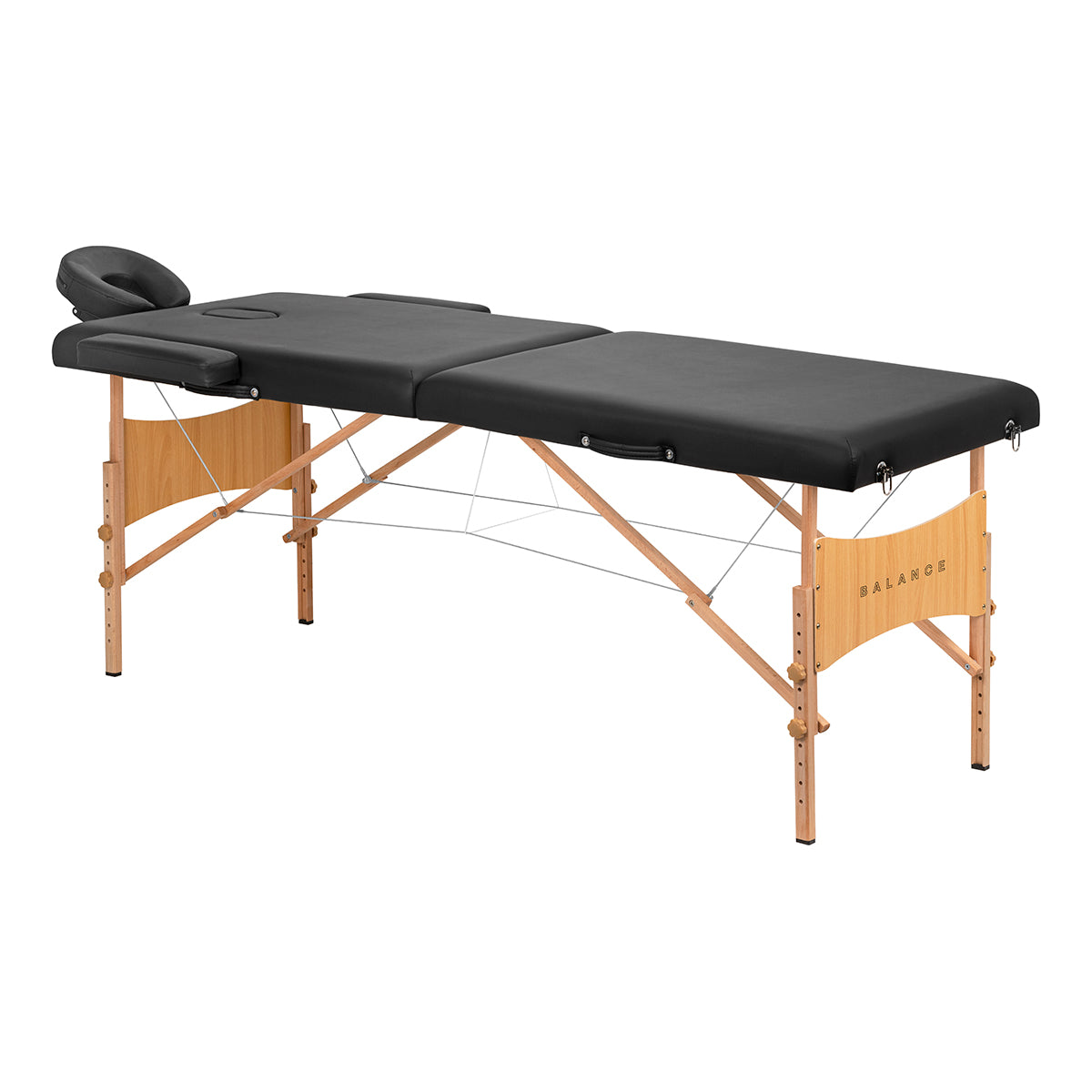 BALANCE wooden folding massage table 2 segment 190x70 black - BVShop