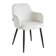 4RICO Intra white sherpa chair with rounded backrest and black metal legs