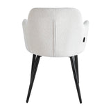 4RICO Intra white sherpa chair with rounded backrest and black metal legs