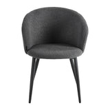 4RICO Asola grey sherpa chair with rounded backrest and black metal legs