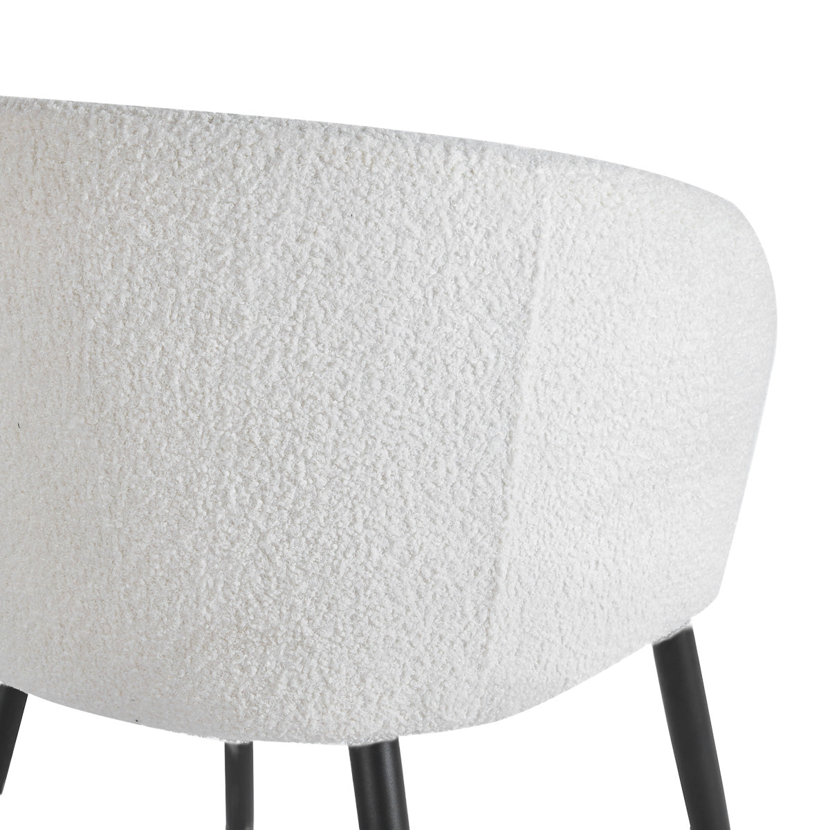 4RICO Asola white sherpa chair with rounded backrest and black metal legs