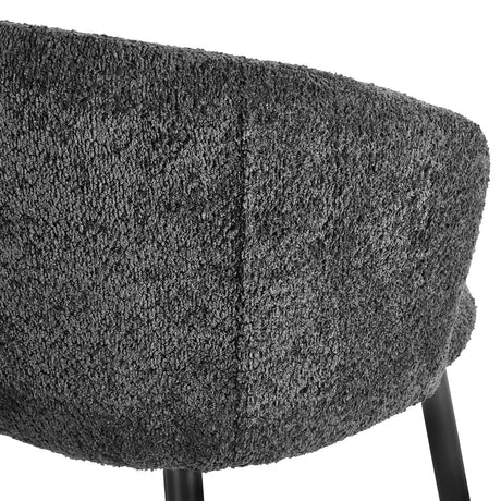 4RICO Verso black sherpa chair with contoured backrest and black metal legs