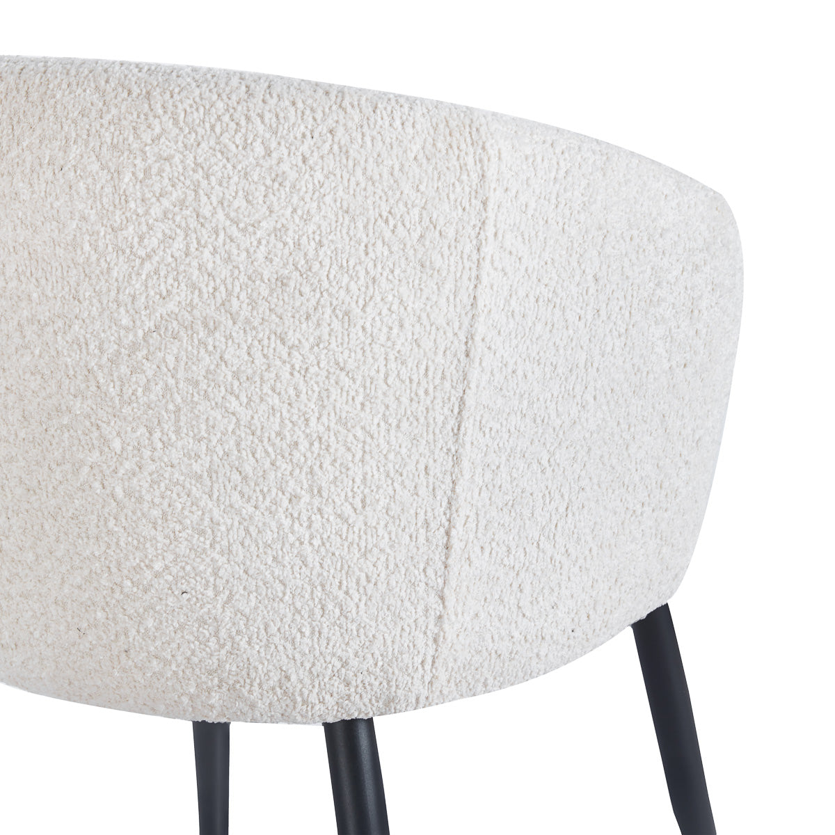 4RICO Verso white sherpa chair with contoured backrest and black metal legs
