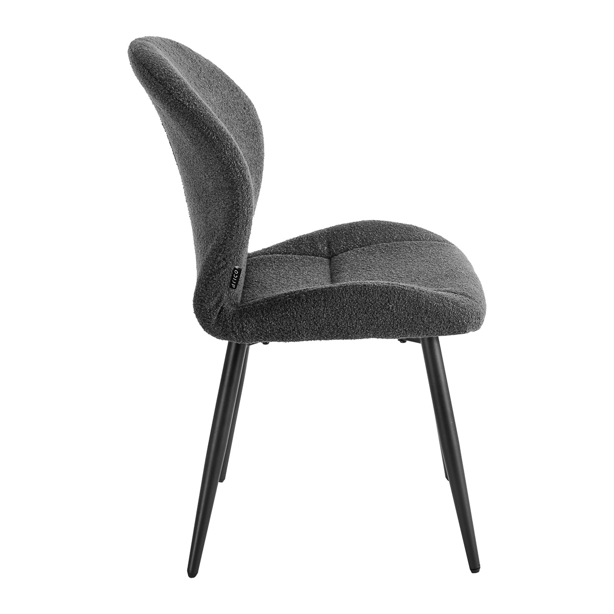 4RICO Lucente black sherpa chair with profiled backrest and black metal legs